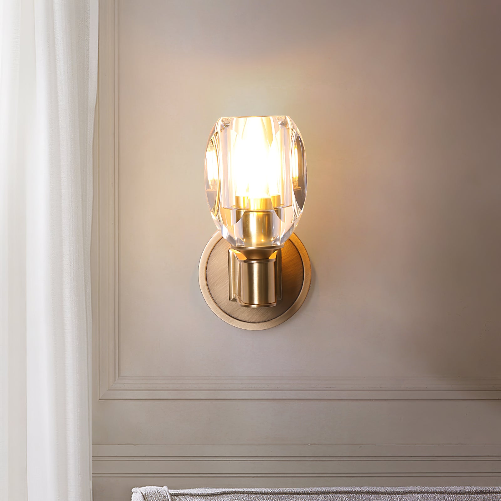 Diamond Crystal wall light on decorative wall panelling