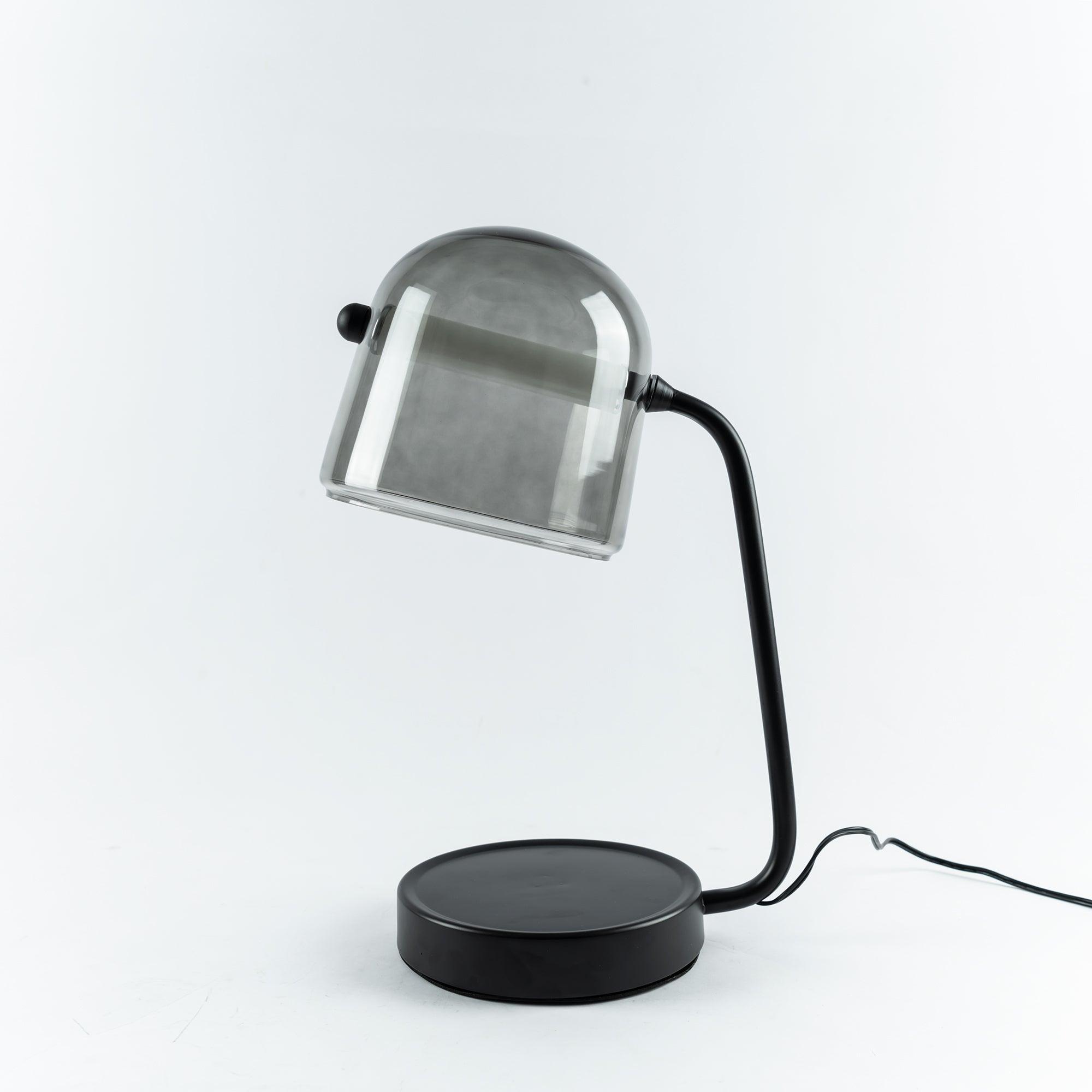 Mona tinted glass table lamp viewed at an angle
