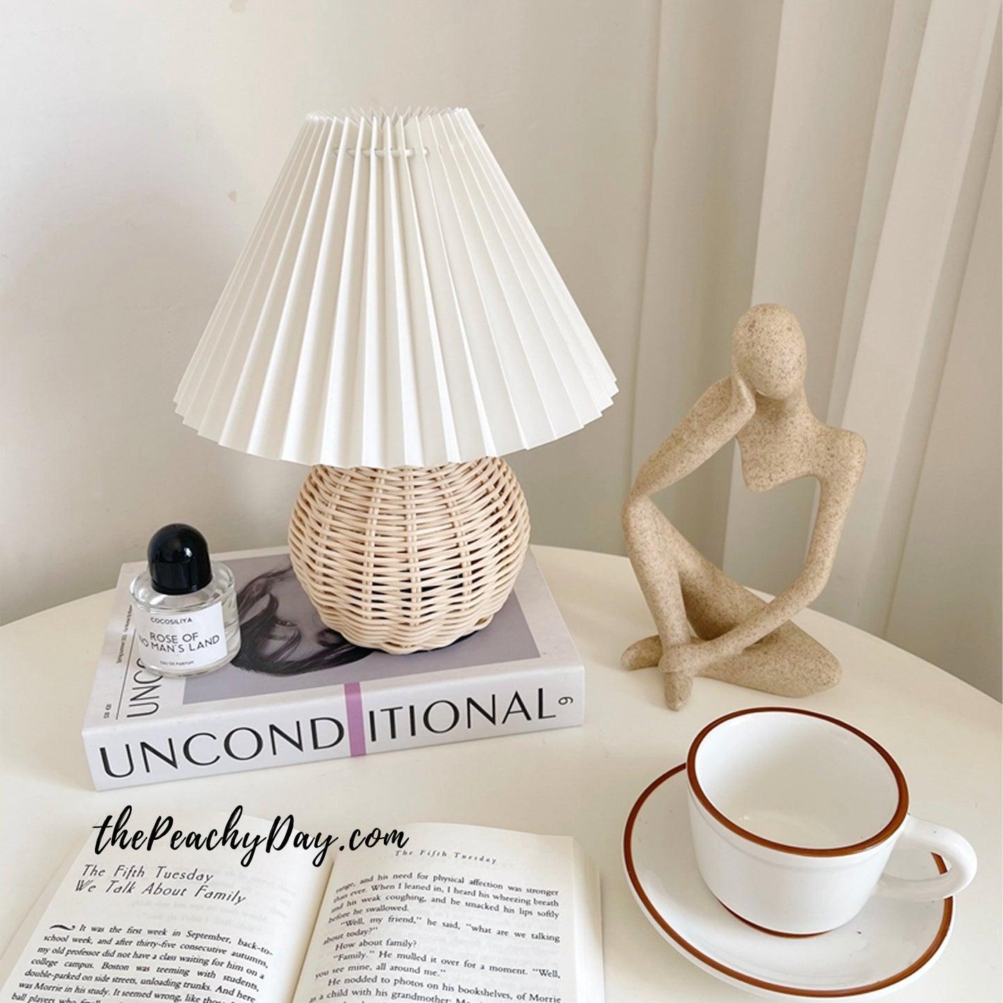 Rattan Pleated Built-in Battery Table lamp - Cueteks