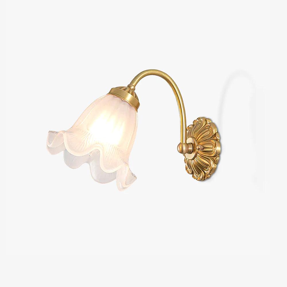 Brass Floral Glass Sconce - Cueteks