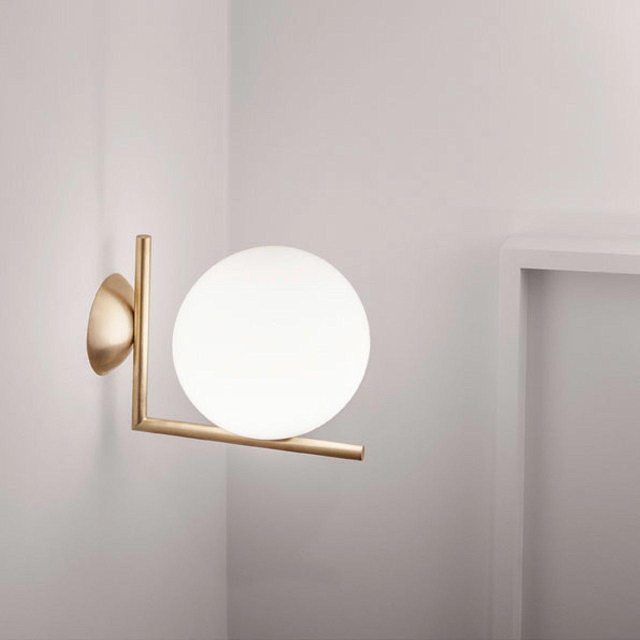 Opal glass globe wall light