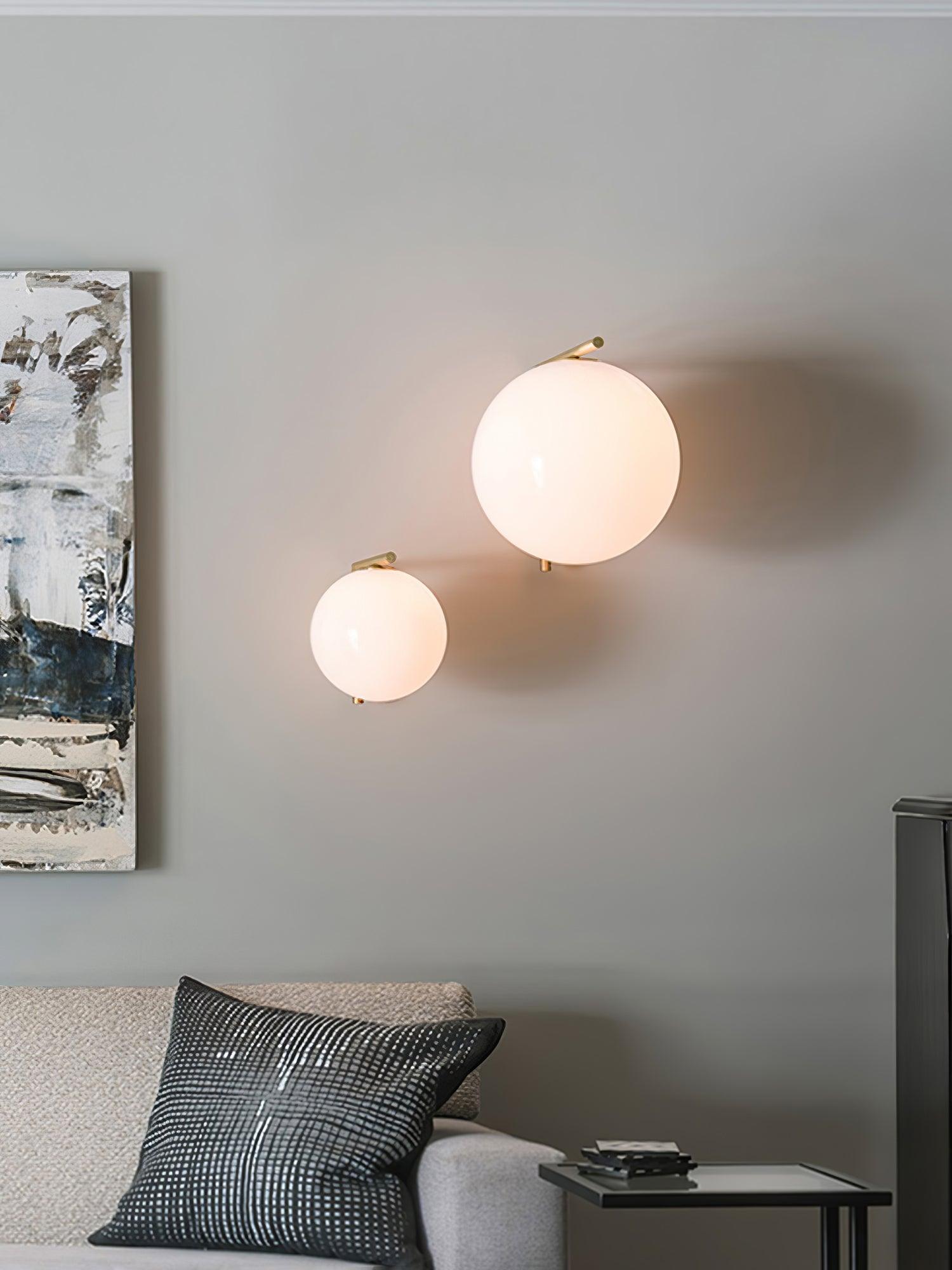 Opal glass globe wall light