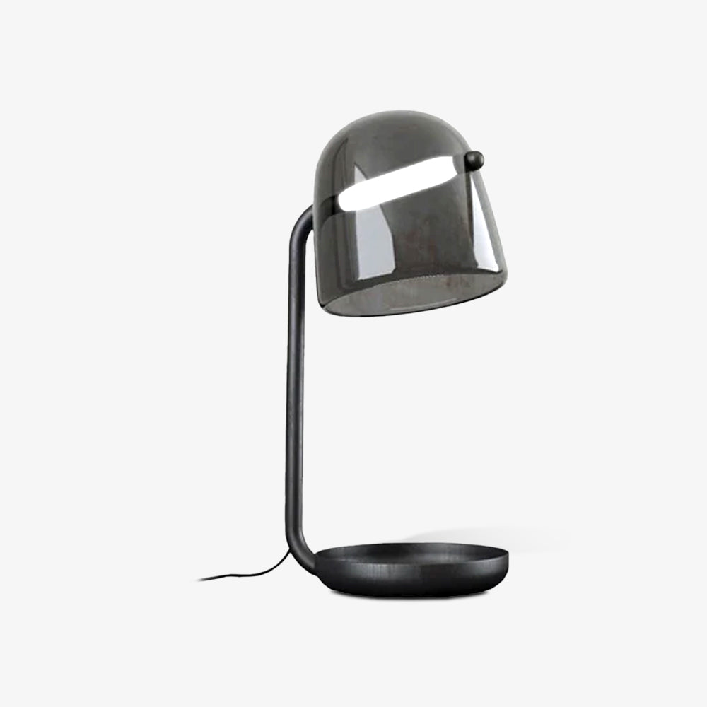 Dark Mona table lamp with translucent shade on white