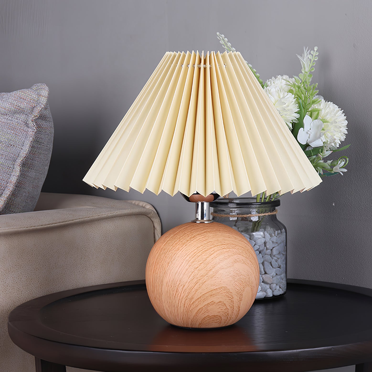 Wooden Pleated Table Lamp - Cueteks