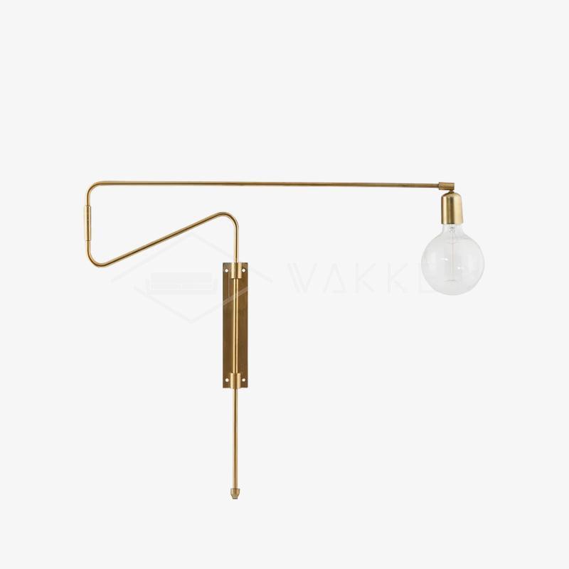 Brass extended arm on a white background