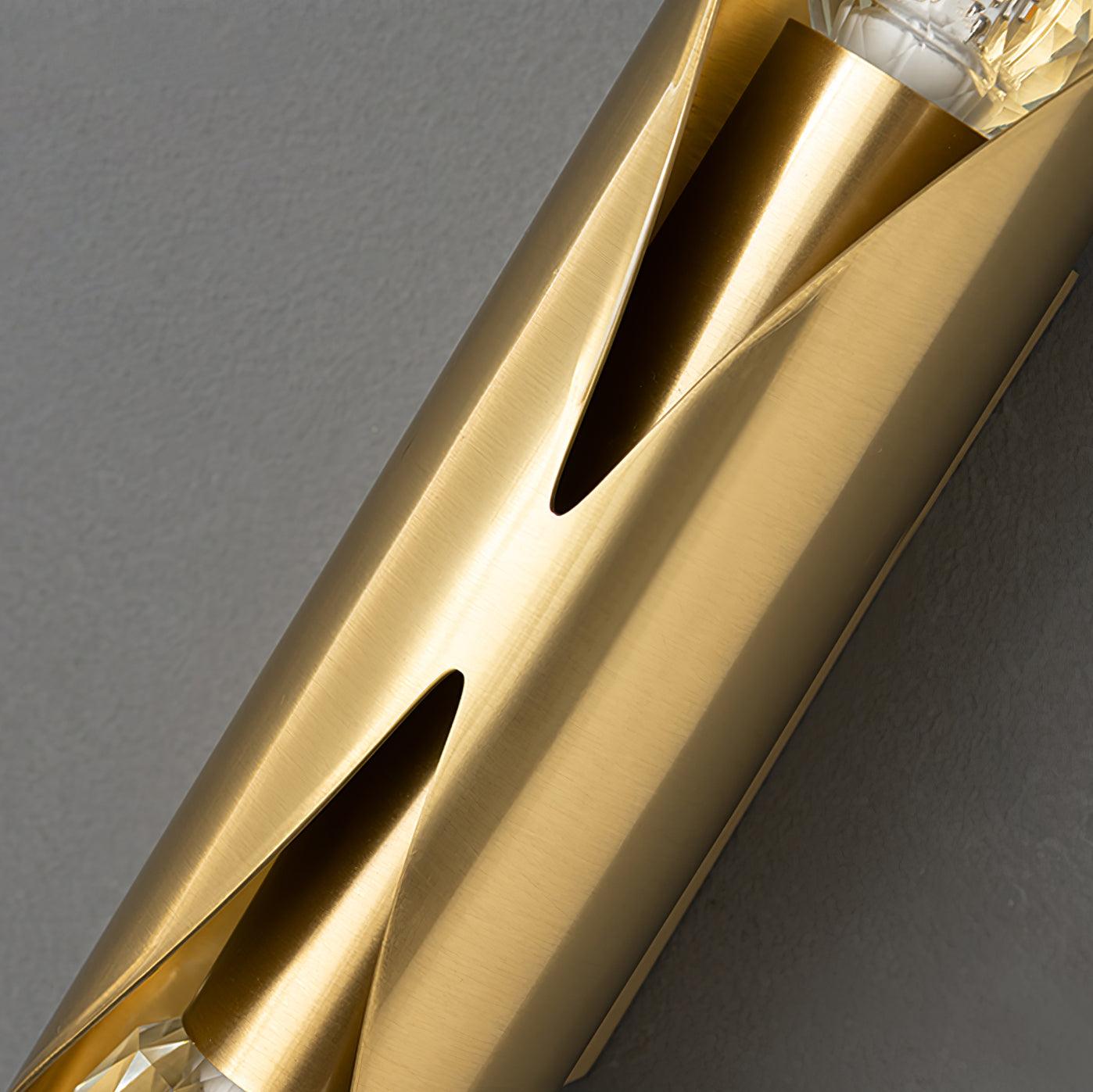 Close view of long cutouts in the Brass shell