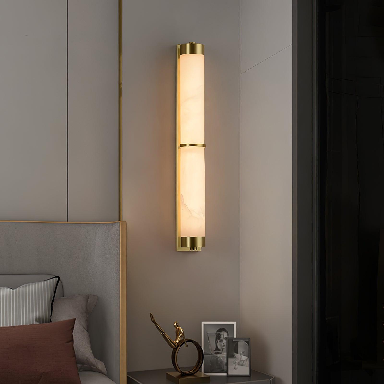 Cylindra Alabaster Brass Wall Light - Cueteks