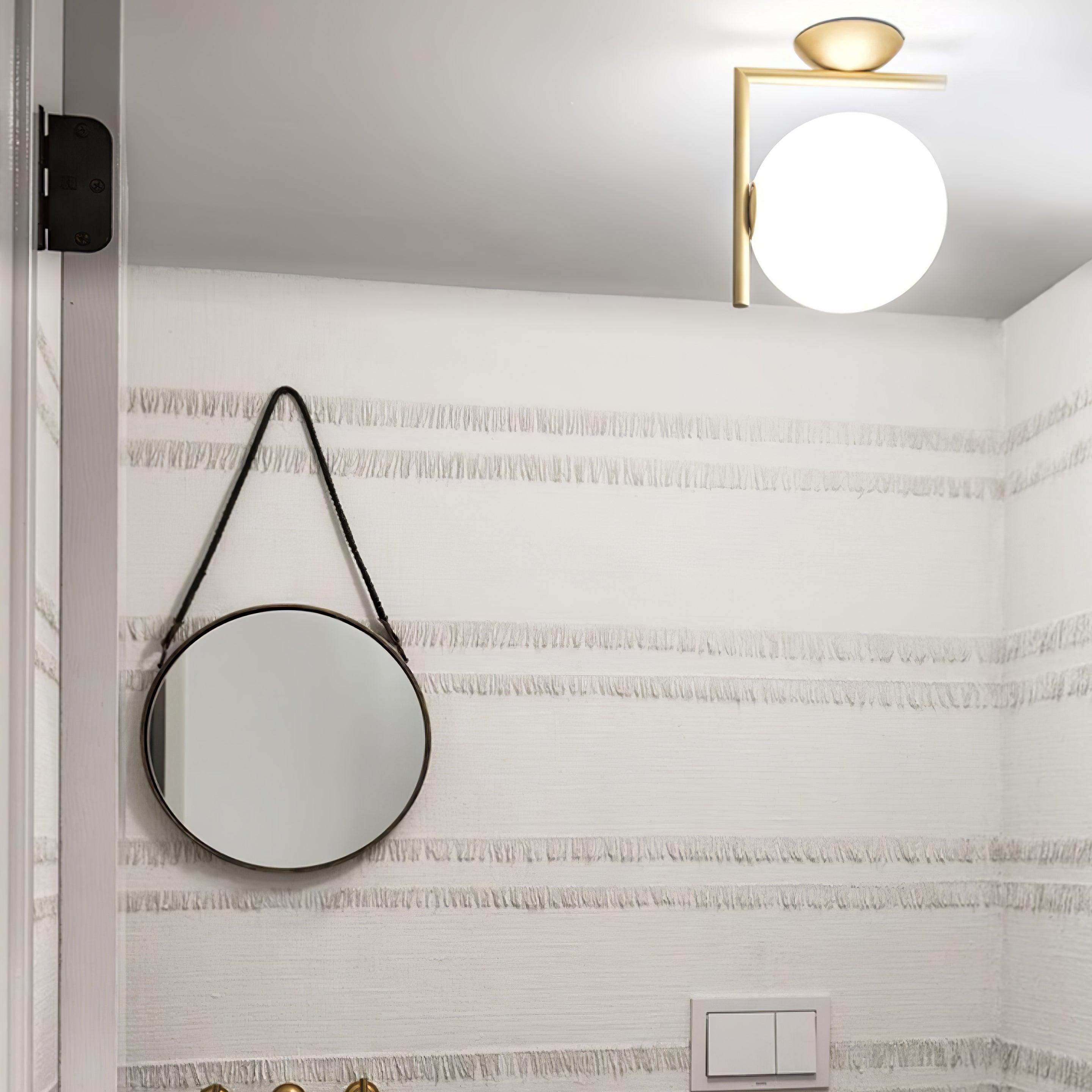 Opal glass globe wall light