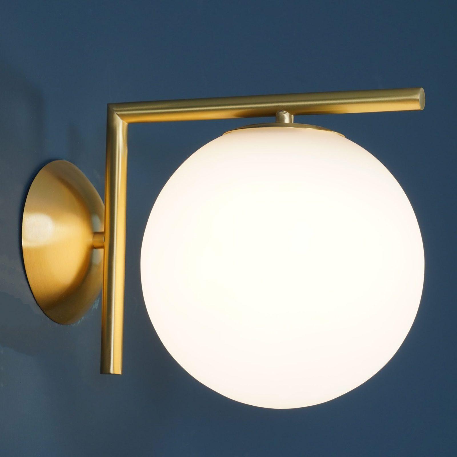 Opal glass globe wall light