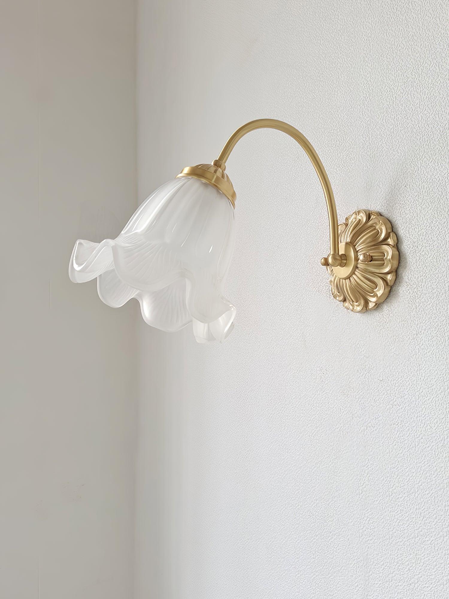 Brass Floral Glass Sconce - Cueteks