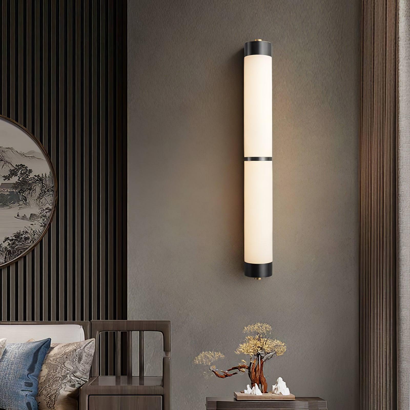 Cylindra Alabaster Brass Wall Light - Cueteks