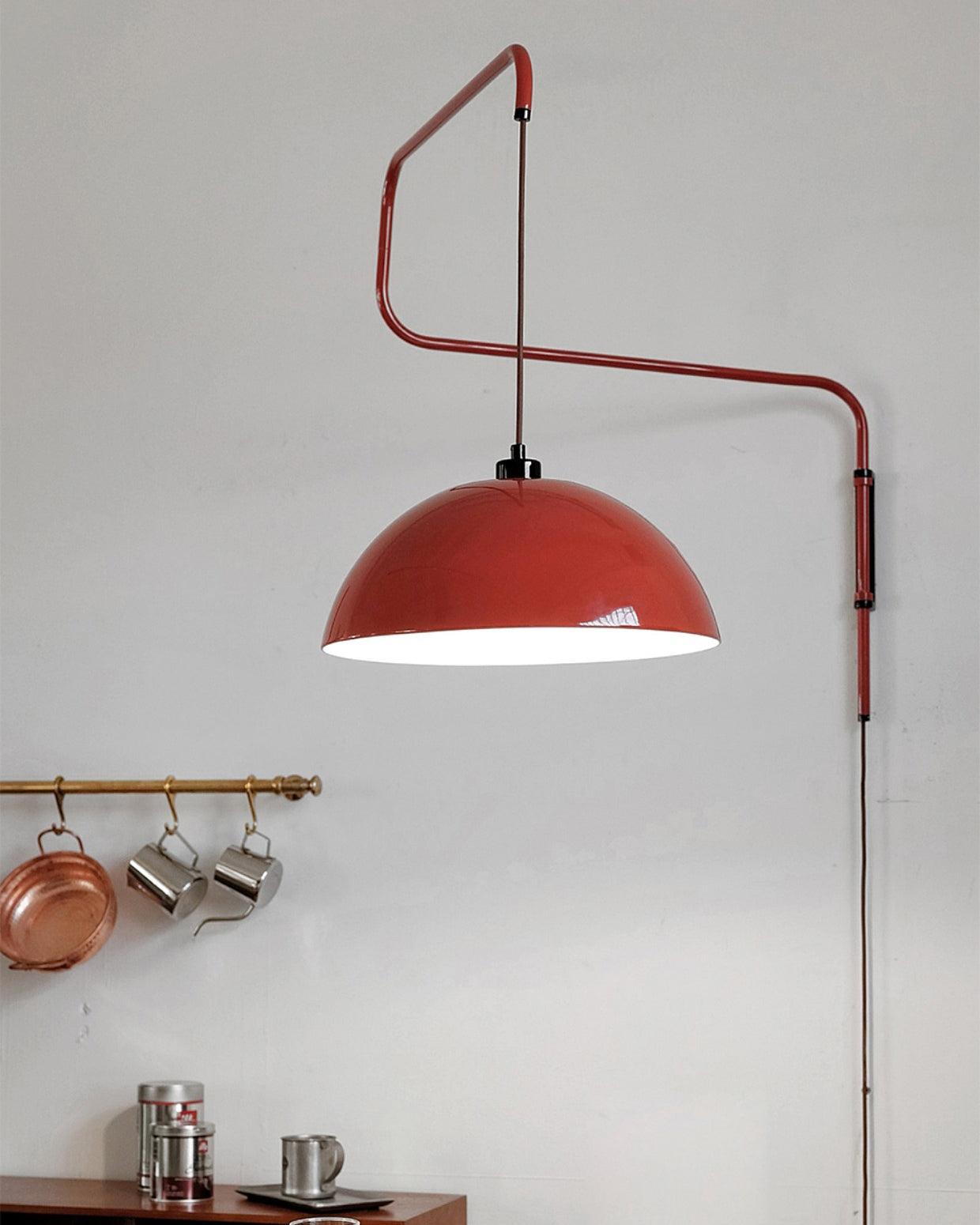 Red dome above a kitchen work surface