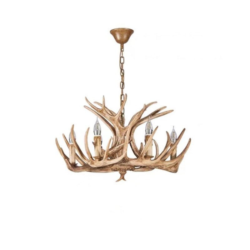 Austin Retro Deer Horn Resin Chandelier White Brown Coffee Living Room - Cueteks
