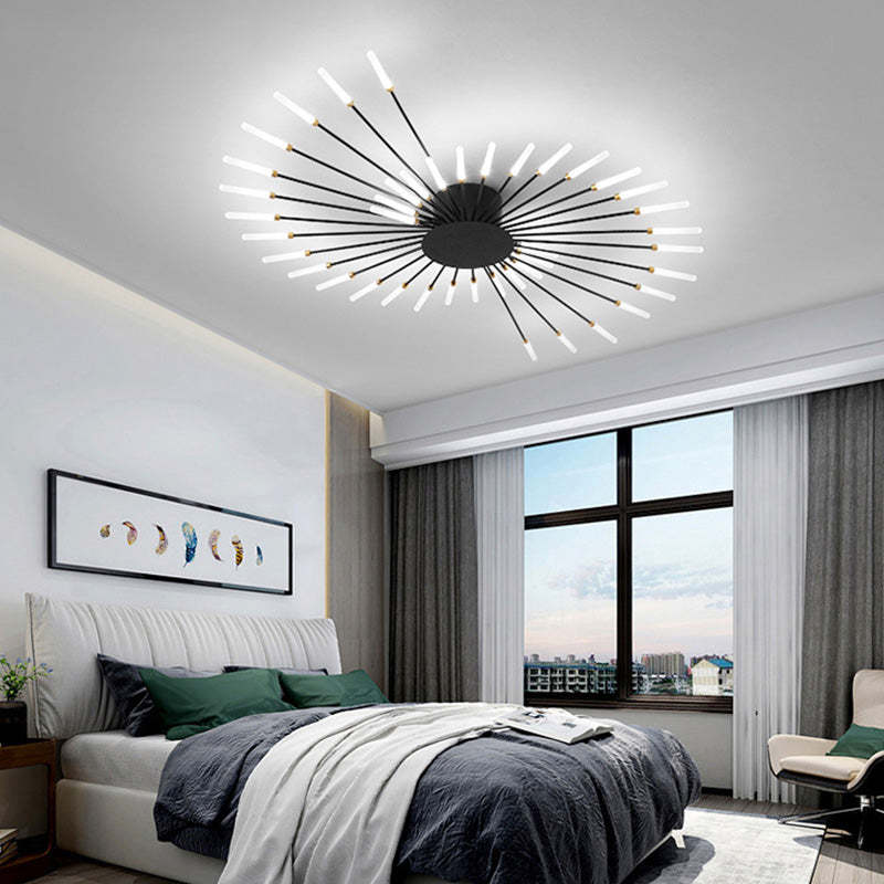 Lowry Industrial LED Deckenleuchte Schwarz/Gold Wohnzimmer Metall - Cueteks