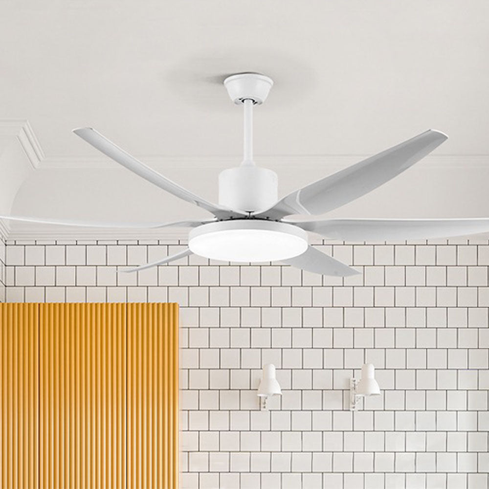 Haydn Basic Modern 6-Blade DC Ceiling Fan with Light, Black & White, 51'' - Cueteks
