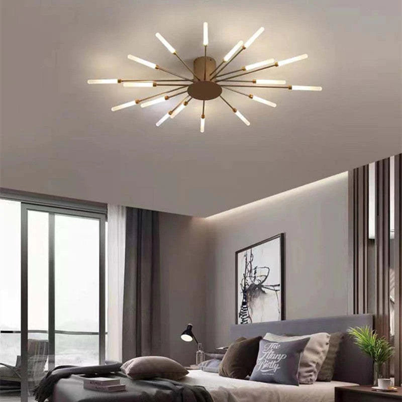 Lowry Industrial LED Deckenleuchte Schwarz/Gold Wohnzimmer Metall - Cueteks