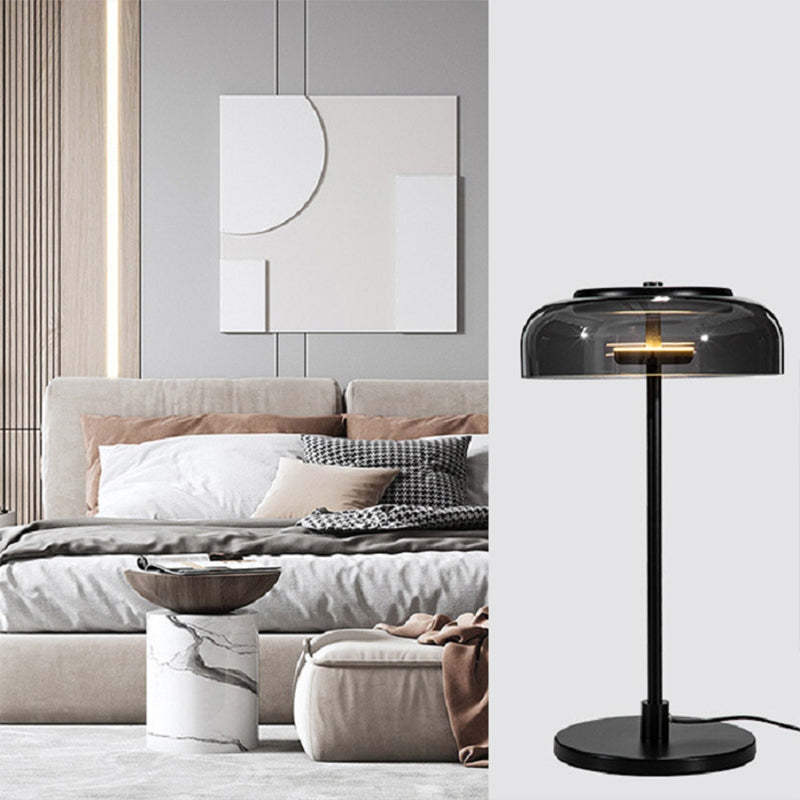 Hailie Modern Umbrella Glas/Metall Tischlampe, Schwarz - Cueteks