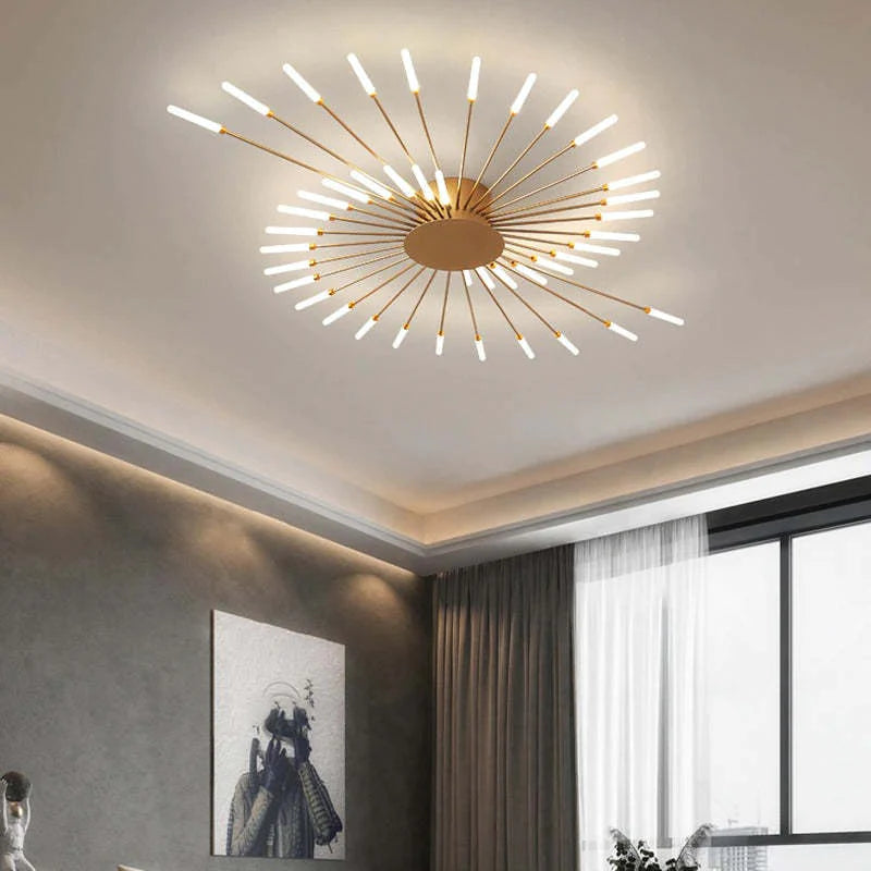 Lowry Industrial LED Deckenleuchte Schwarz/Gold Wohnzimmer Metall - Cueteks