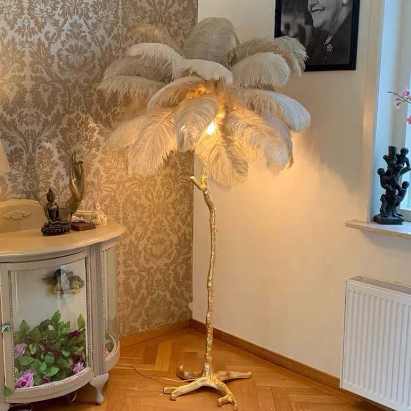 O'Moore Luxuriöse Stehleuchte Feder Mehrfarbig Wohnzimmer Harz Feder - Cueteks