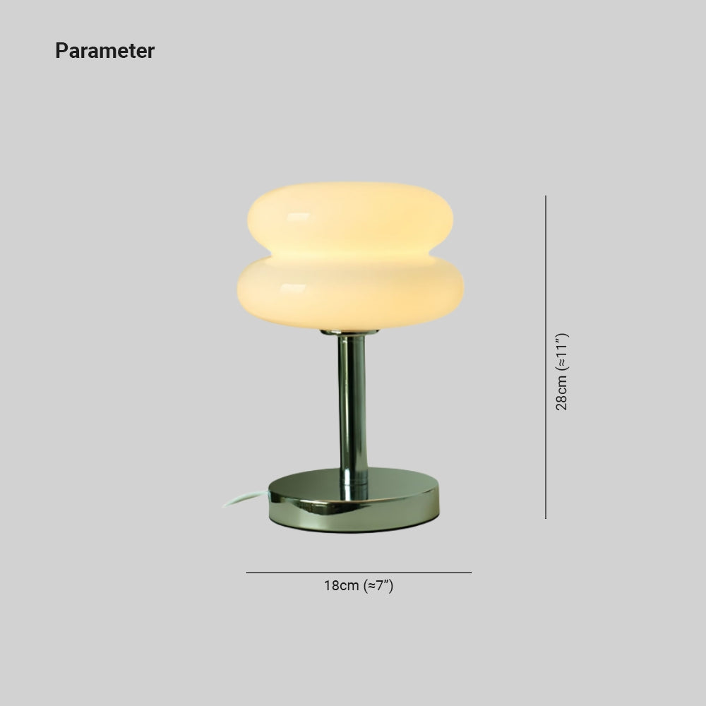 Morandi Modern Rund LED Tischlampe Weiß/Beige/Rosa Wohn/Schlafzimmer Metall&Glas 28CM Lang - Cueteks