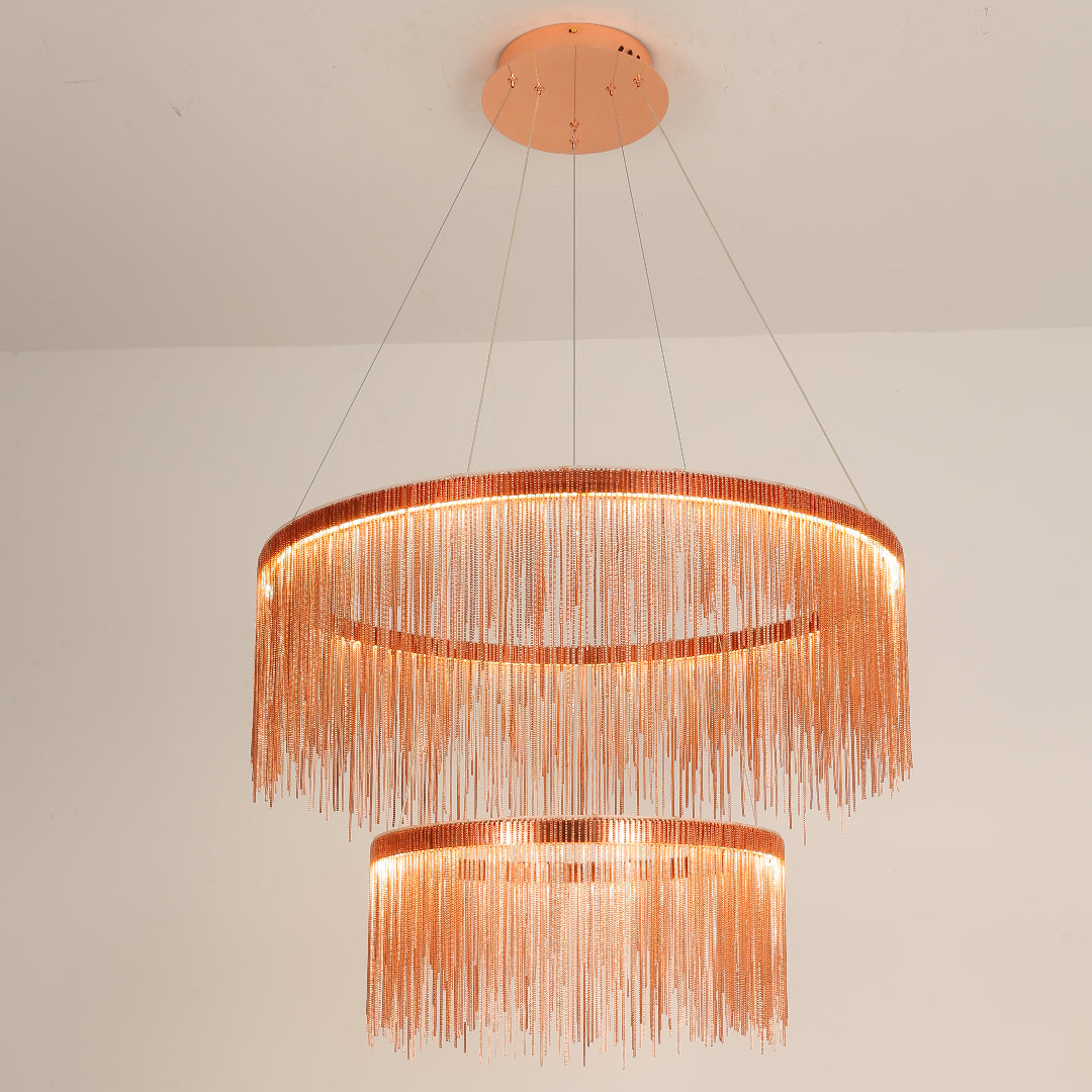 Colon Tassel Chain Art Deco Pendant Light Silver/Gold Living Room/Hall - Cueteks