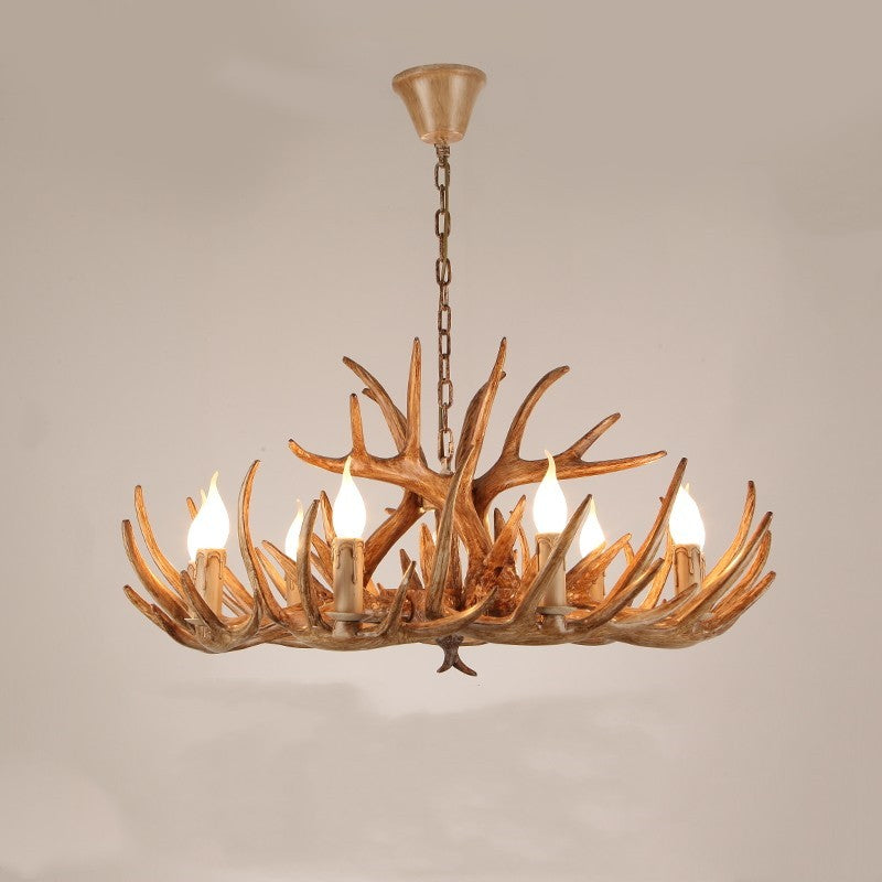 Austin Retro Deer Horn Resin Chandelier White Brown Coffee Living Room - Cueteks