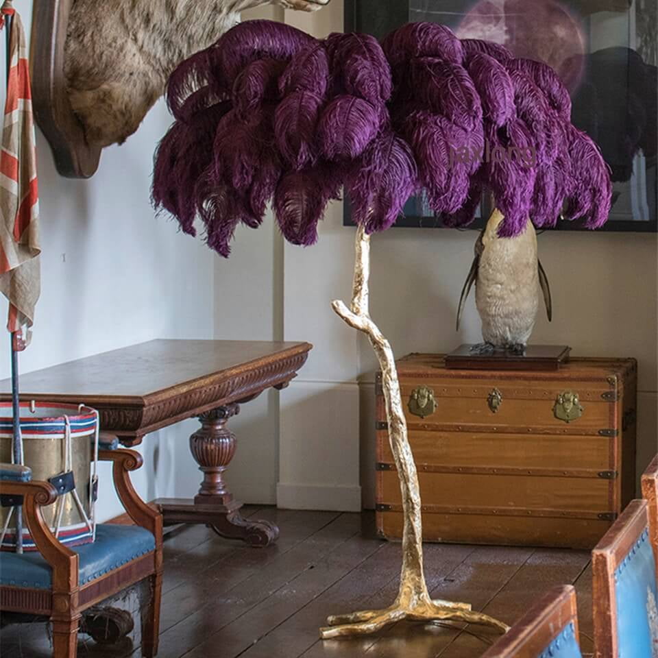 O'Moore Luxuriöse Stehleuchte Feder Mehrfarbig Wohnzimmer Harz Feder - Cueteks