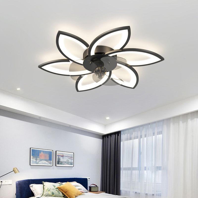 Hana Modern Flower Ceiling Fan with Light, 3 Color, L 25.5"/27"/31"/35.5" - Cueteks