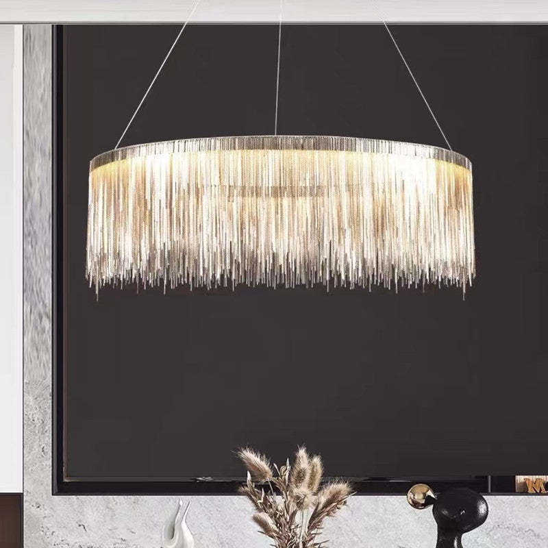 Colon Tassel Chain Art Deco Pendant Light Silver/Gold Living Room/Hall - Cueteks