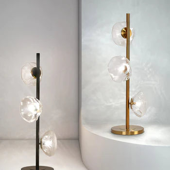 Byres Designer Unregelmäßige Metall/Keramik Tischlampe, Gold/Klar/Grau/Schwarz - Cueteks