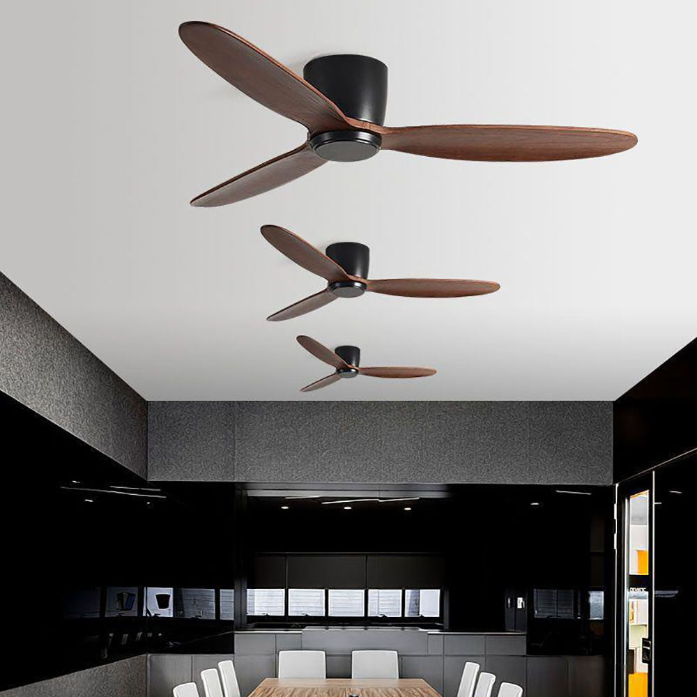 Walters Minimalist 3-Blade DC Ceiling Fan, Black & Wood, 52'' - Cueteks