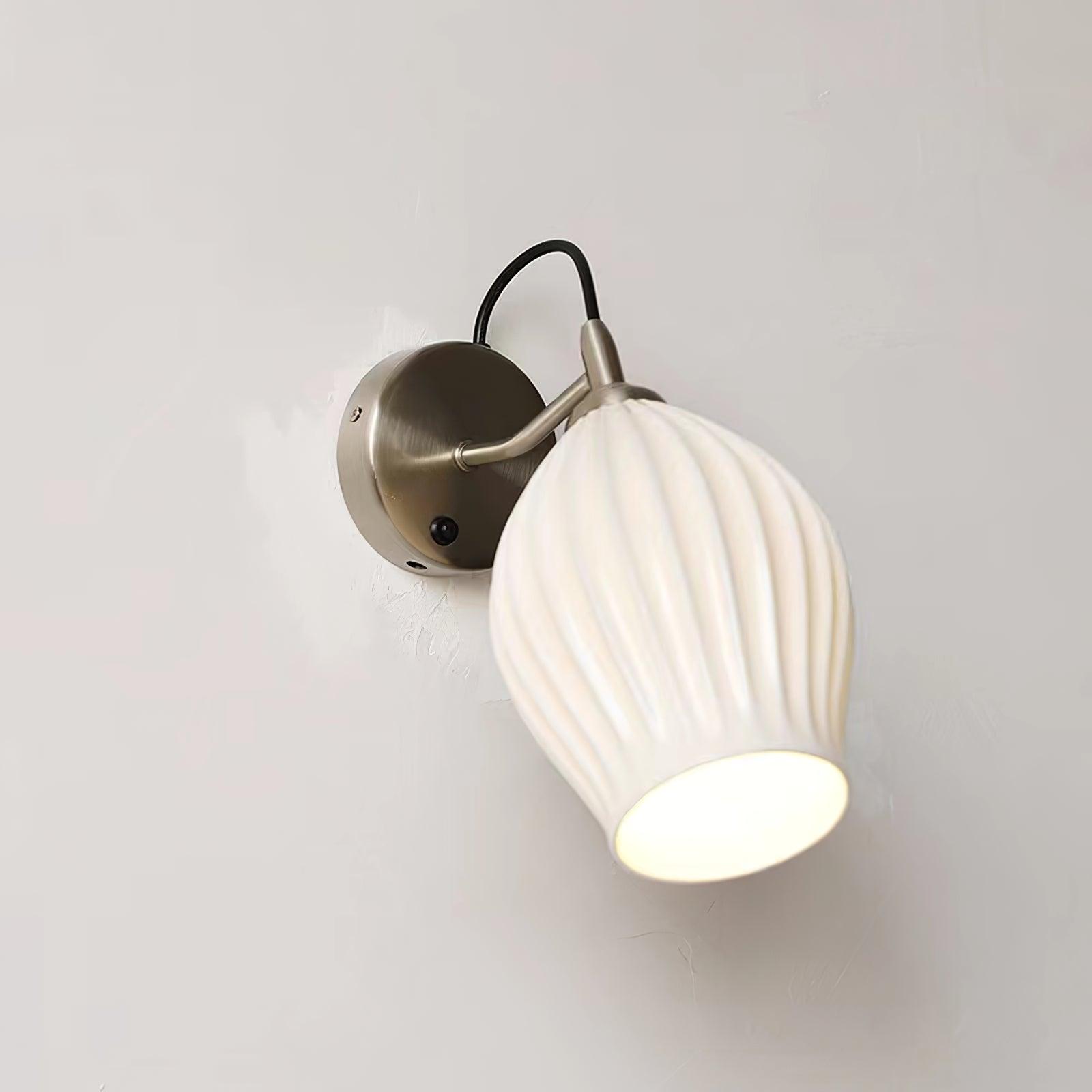 White ceramic shade on a round metal fitting