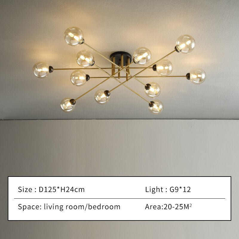 Valentina Industrial Glass Globe Chandelier LED, 6 Style - Cueteks