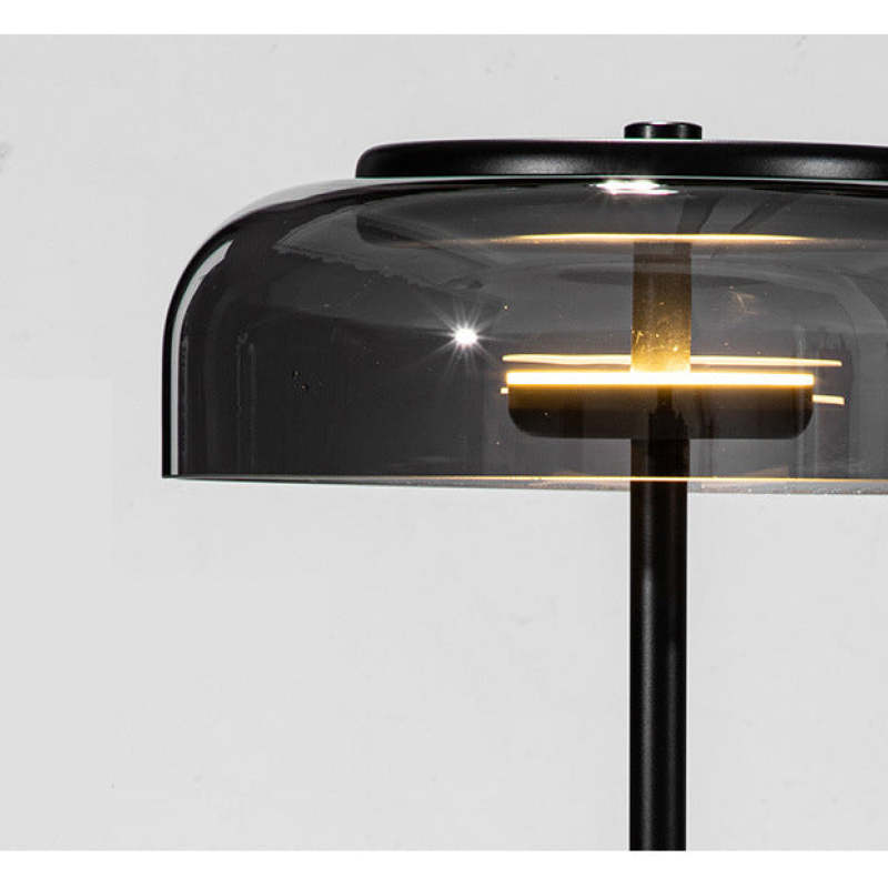 Hailie Modern Umbrella Glas/Metall Tischlampe, Schwarz - Cueteks