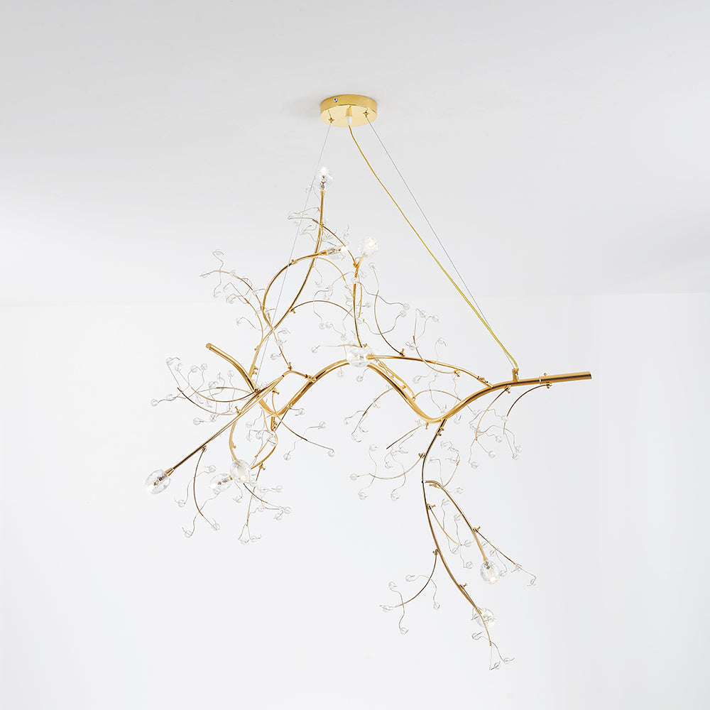Olivia gold-tone branch pendant showing the ceiling fitting and suspension