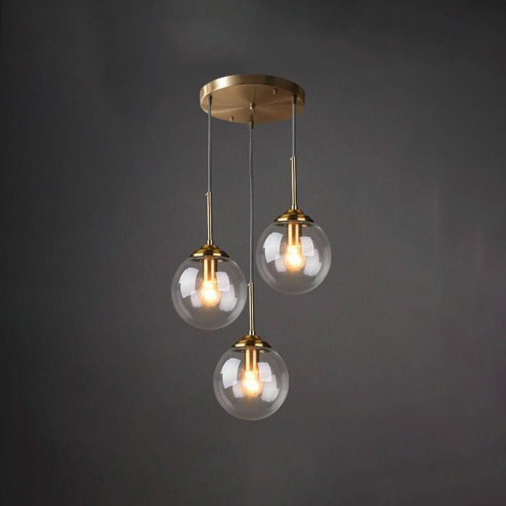 Valentina Modern LED Pendelleuchte Glaskugel, 3 Farben, Esstisch, Metall Glas - Cueteks