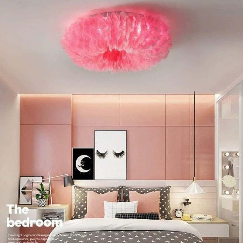 O'Moore Boho LED Deckenleuchte Kreis Weiß/Gelb/Rosa/Grau/ Schlafzimmer - Cueteks