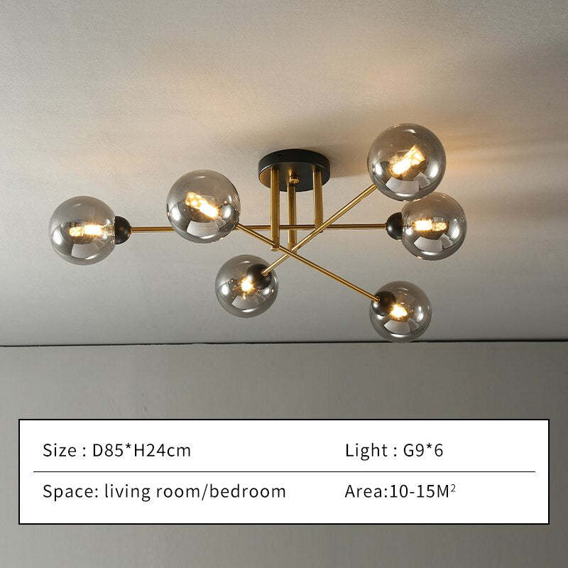 Valentina Industrial Glass Globe Chandelier LED, 6 Style - Cueteks