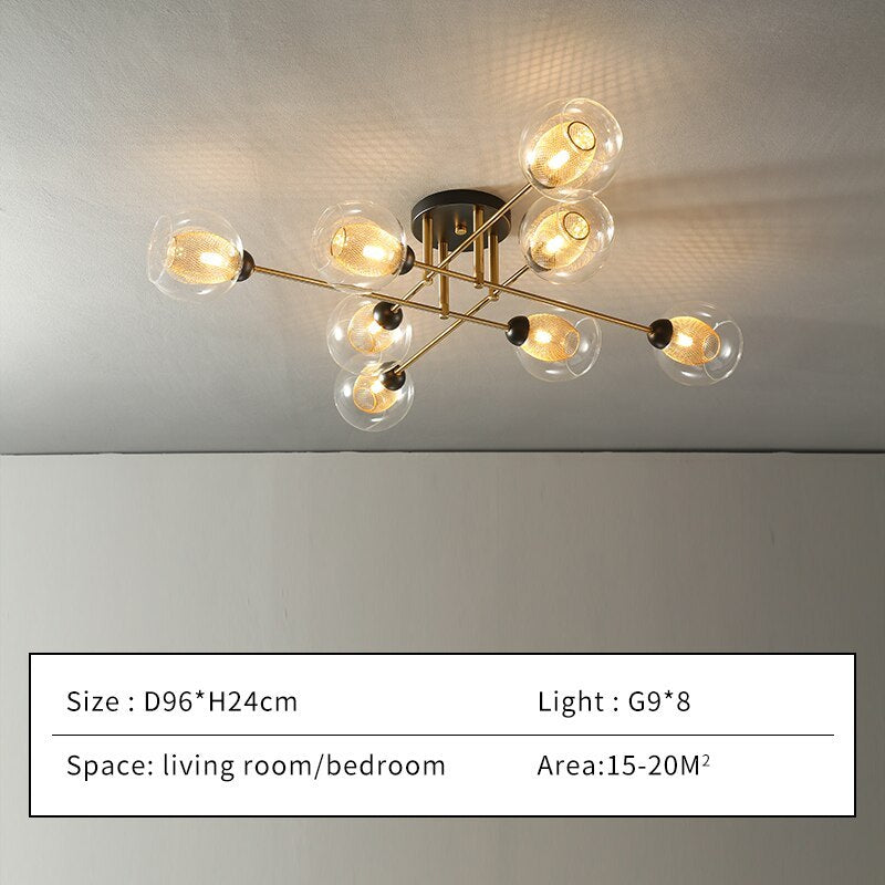 Valentina Industrial Glass Globe Chandelier LED, 6 Style - Cueteks