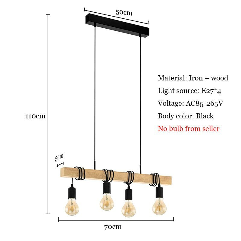Alessio diagram shows a 70 cm wood beam, 50 cm canopy, four E27 holders and a 110 cm hanging measurement.