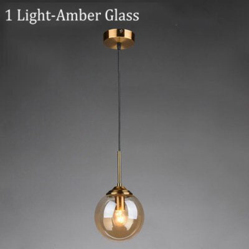 Valentina Modern LED Pendelleuchte Glaskugel, 3 Farben, Esstisch, Metall Glas - Cueteks