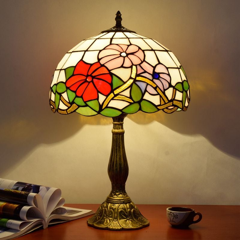 Alessio Design Bunt LED Tischlampe mit Kuppelschirm Wohn/Schlafzimmer Metall&Glas - Cueteks