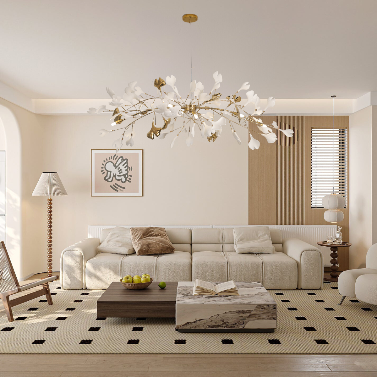 Olivia Modern Gold Metal/Acrylic Art Deco Chandelier Living Room - Cueteks