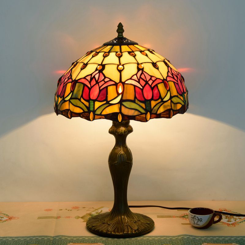 Alessio Design Bunt LED Tischlampe mit Kuppelschirm Wohn/Schlafzimmer Metall&Glas - Cueteks