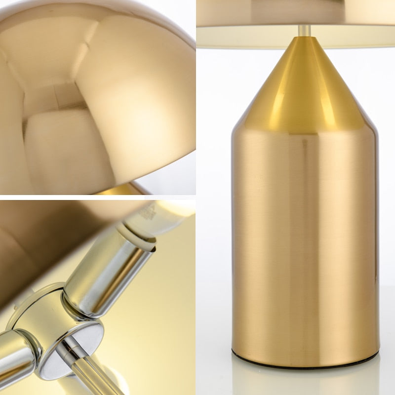 Salgado Tischleuchte Pilz Modern, Metall, Schwarz/Weiß/Gold, Esszimmer - Cueteks