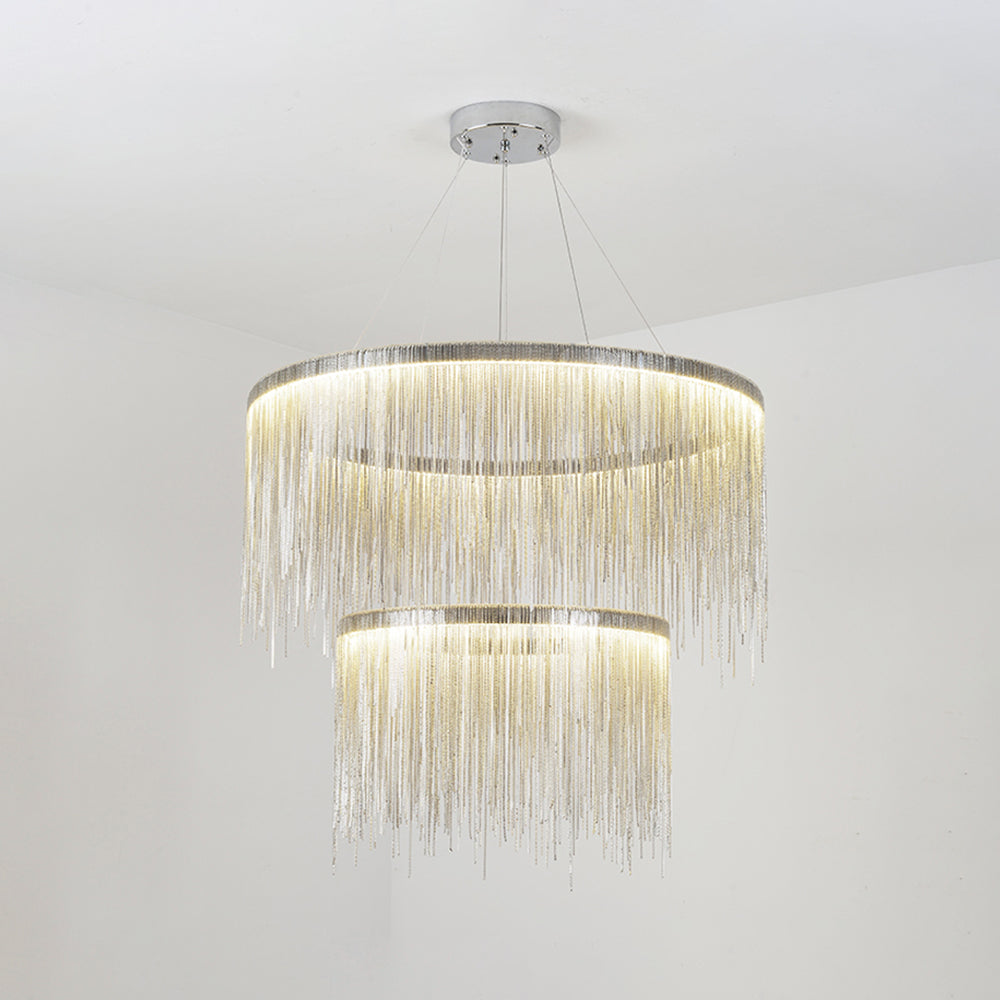 Colon Tassel Chain Art Deco Pendant Light Silver/Gold Living Room/Hall - Cueteks
