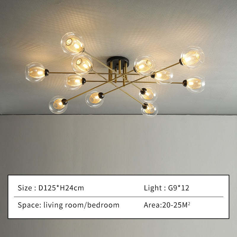 Valentina Industrial Glass Globe Chandelier LED, 6 Style - Cueteks