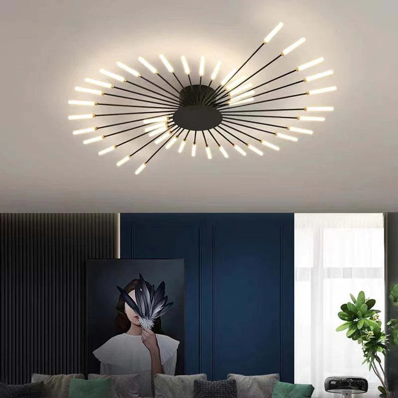 Lowry Industrial LED Deckenleuchte Schwarz/Gold Wohnzimmer Metall - Cueteks