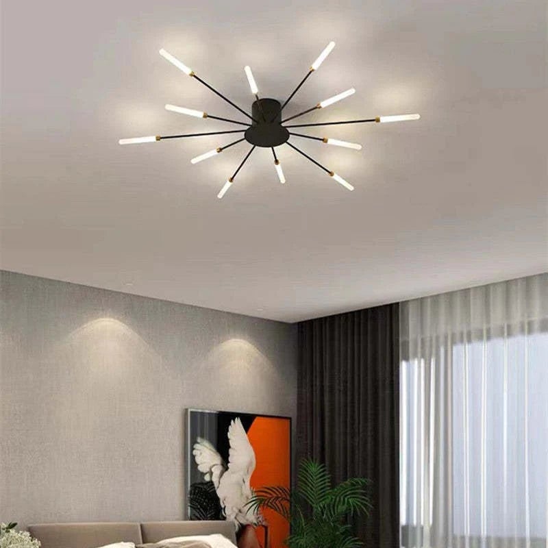 Lowry Industrial LED Deckenleuchte Schwarz/Gold Wohnzimmer Metall - Cueteks