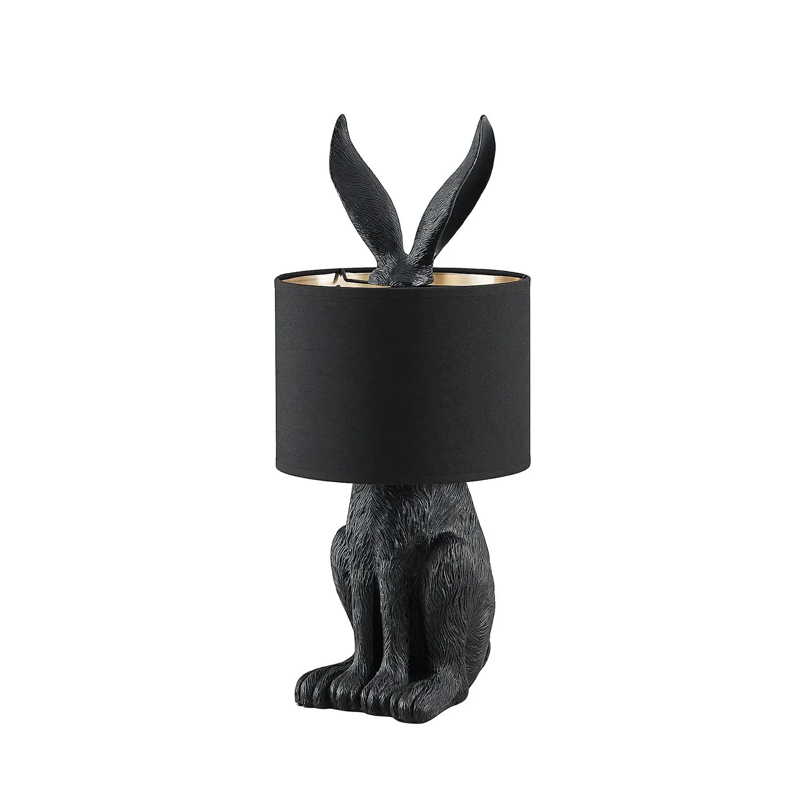 Alice Kaninchen Zylinder Tischlampe Metall, Schwarz/Weiß/Gold - Cueteks